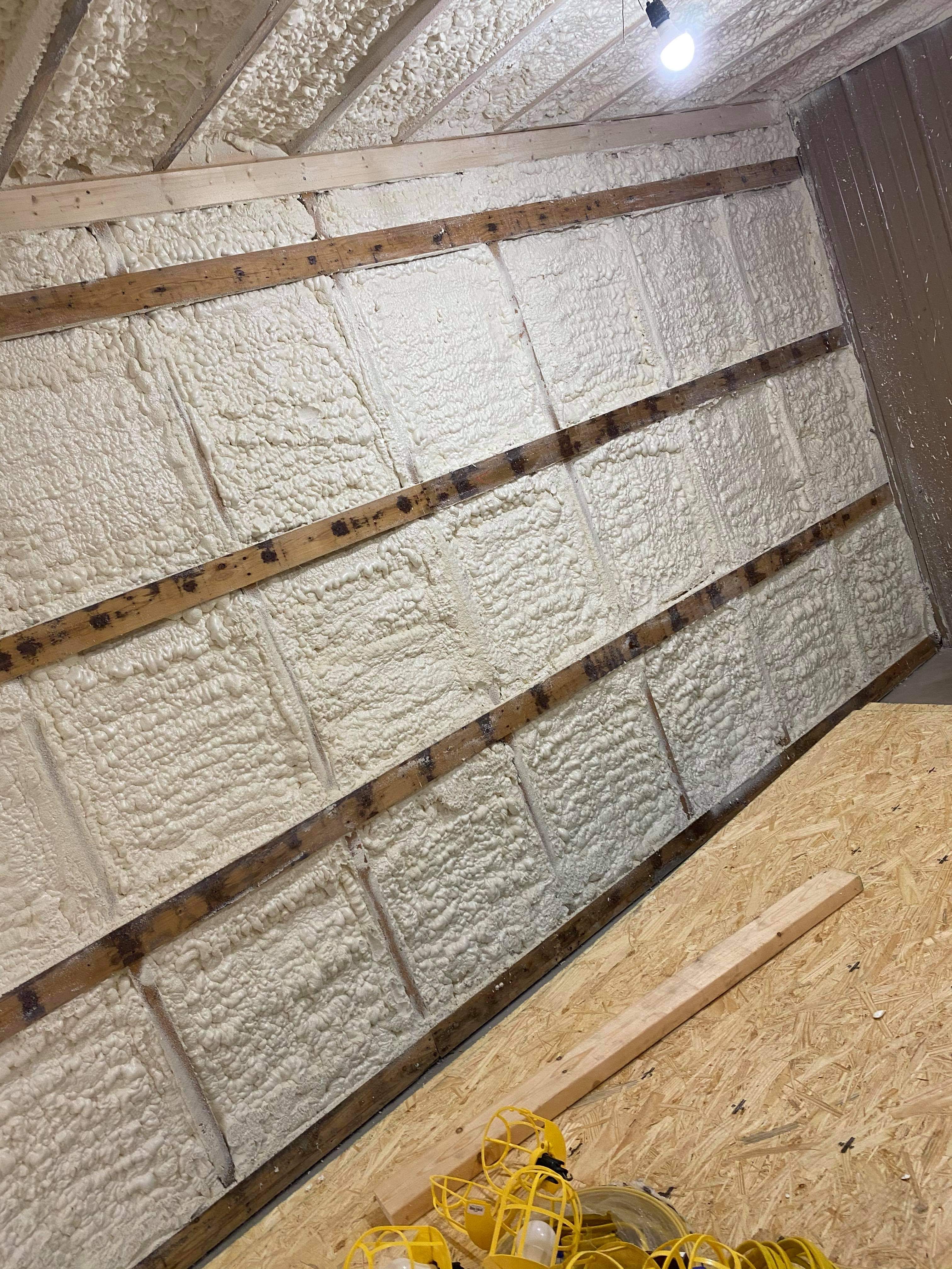 Metal wall after insulation